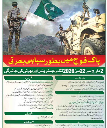 Join pak Army as a Soldier 2026