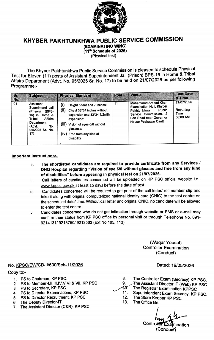 Kpk service commision announced jobs june 2026